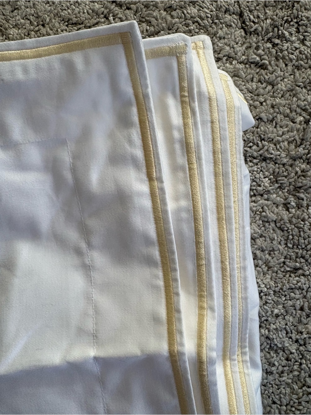 New Ivory Euro Shams - Custom Made with Gold Trim - Never used. Set of 3.
